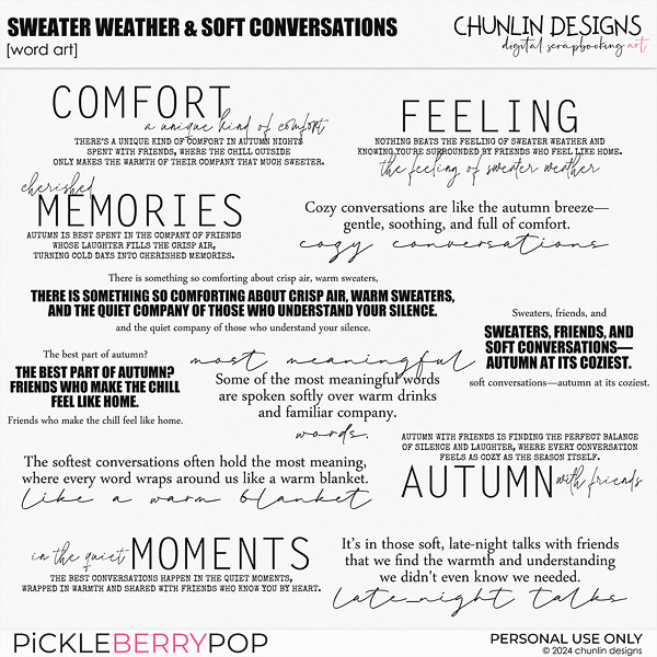 Sweater weather & soft conversations - word art