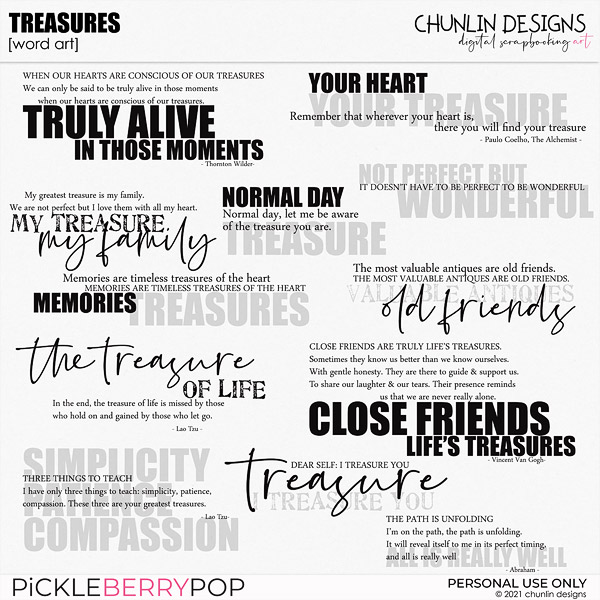 Treasures - word art