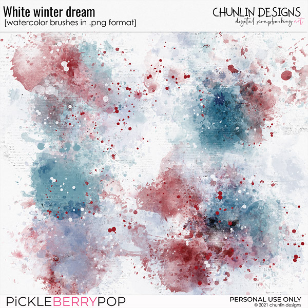 White winter dream - watercolor brushes in .png format