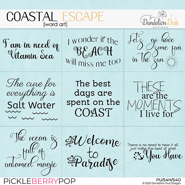 Coastal Escape: Word Art