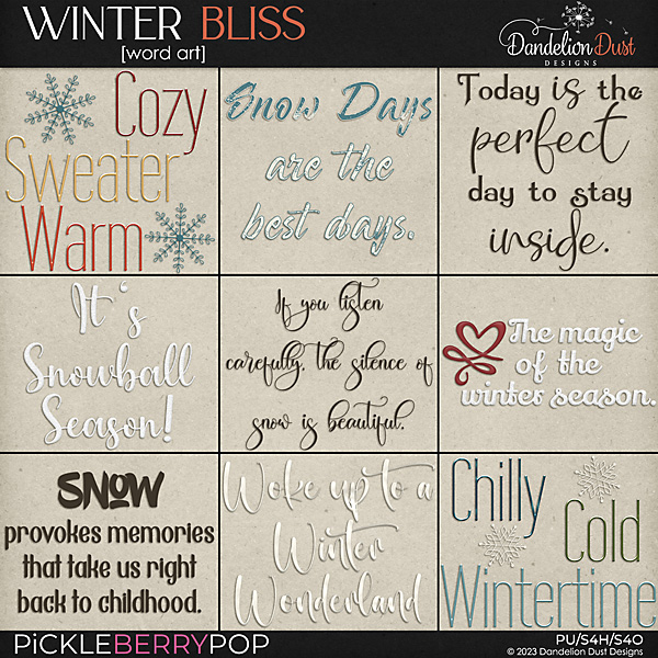 Winter Bliss: Word Art