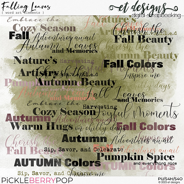 Falling Leaves Wordart Elements by et designs