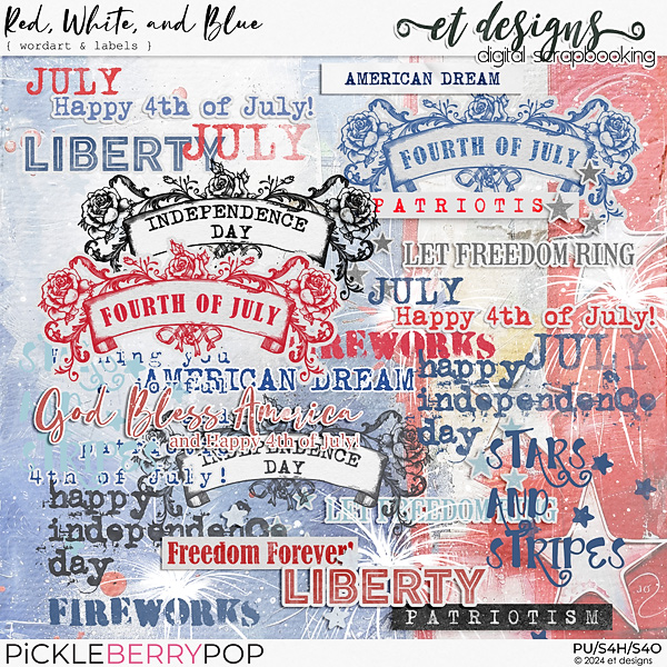 Red, White, and Blue Wordart & Labels by et designs