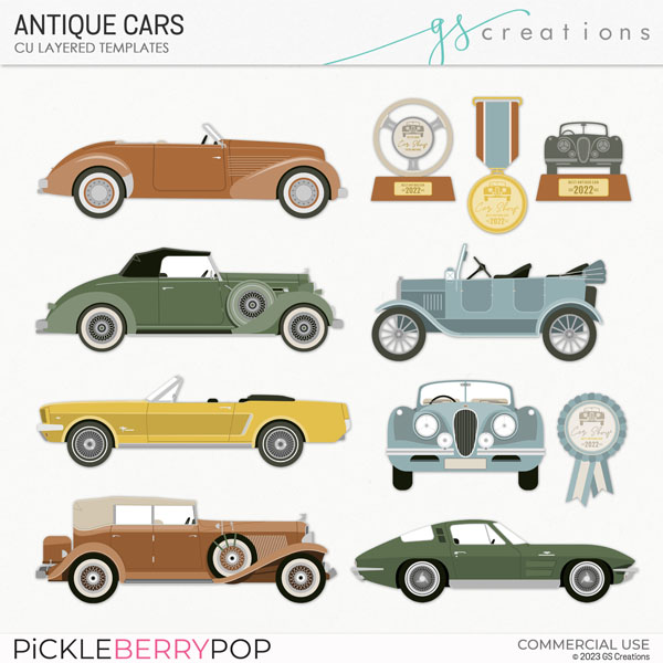 Antique Cars Layered Templates (CU)