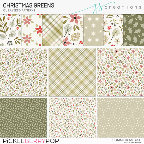 Christmas Greens Layered Patterns (CU)