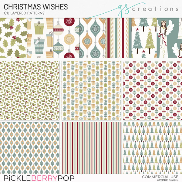 Christmas Wishes Layered Patterns (CU)