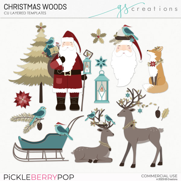 Christmas Woods Layered Templates (CU)