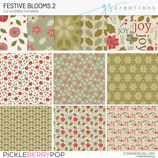 Festive Blooms2 Layered Patterns (CU)