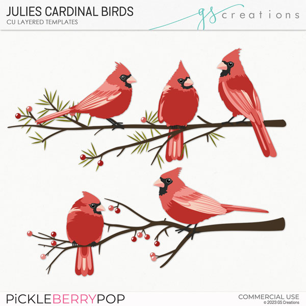 Julies Cardinal Birds Layered Templates (CU)