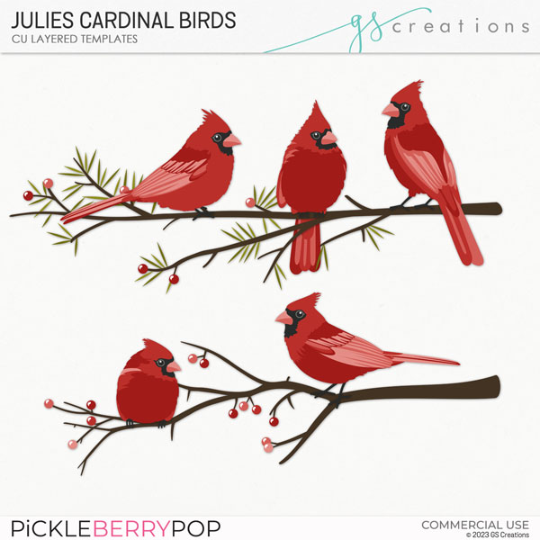 Julies Cardinal Birds Layered Templates (CU)