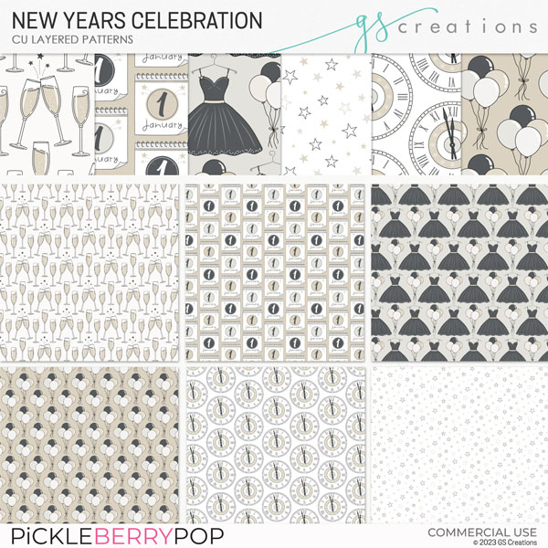 New Year Celebration Layered Patterns (CU)