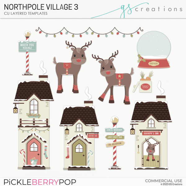 North Pole Village3 Layered Templates (CU)