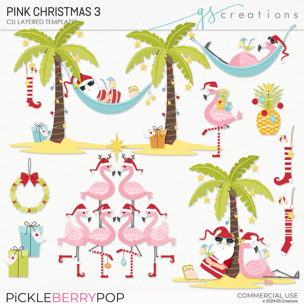 Pink Christmas 3 Layered Templates (CU)