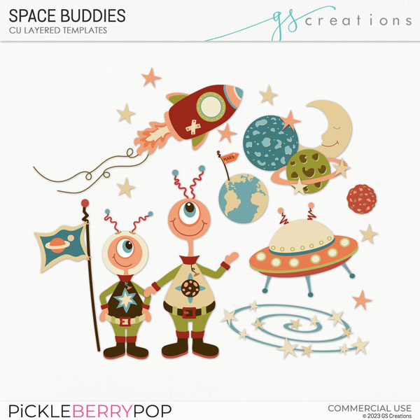 Space Buddies Layered Templates (CU)