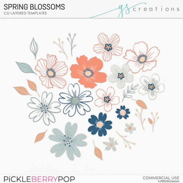 Spring Blossoms Layered Templates (CU)