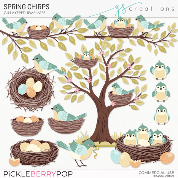 Spring Chirps Layered Templates (CU) by GS Creations