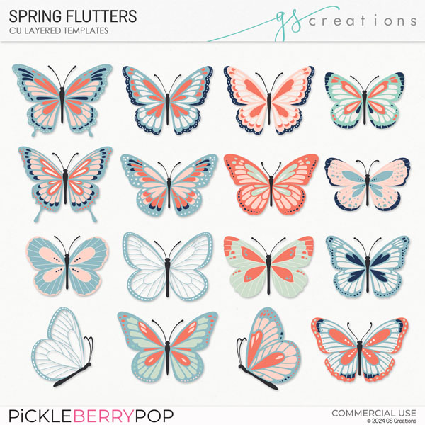 Spring Flutters Layered Templates (CU)