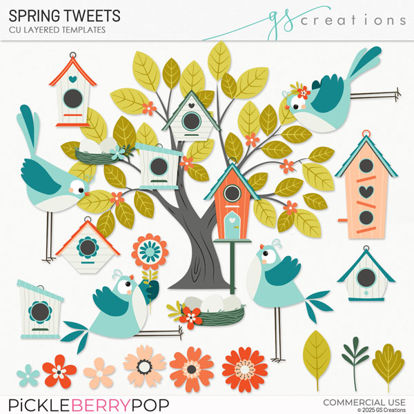 Spring Tweets Layered Templates (CU)