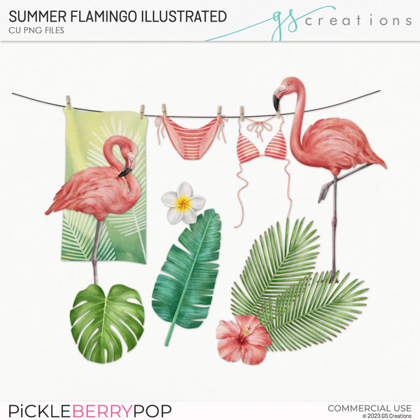 Summer Flamingo Illustrations (CU)