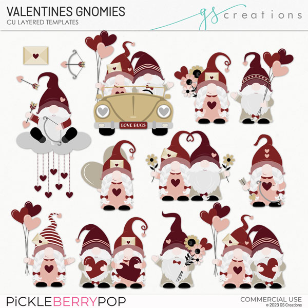 Valentine Gnomies Layered Templates (CU)