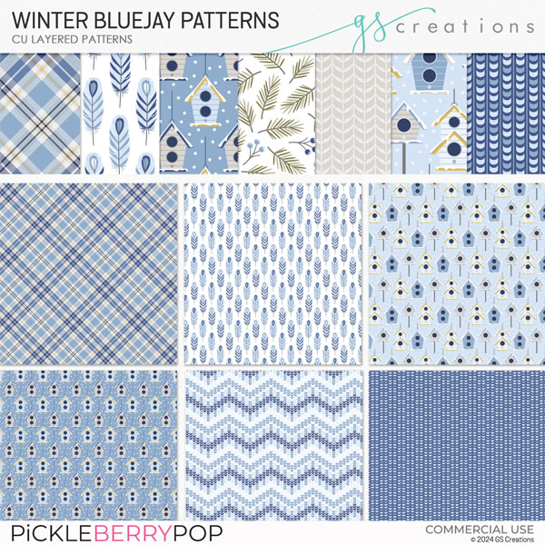 Winter Bluejays Layered Patterns (CU)