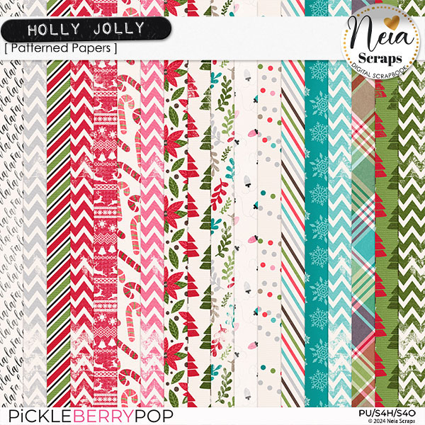 Holly Jolly - Patterned Papers - by Neia Scraps