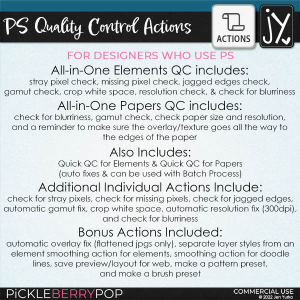 Quality Control Actions {For Designers using PS CC/CS}