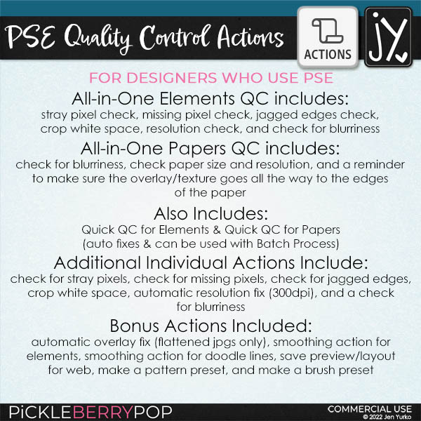 Quality Control Actions {For Designers using PSE}