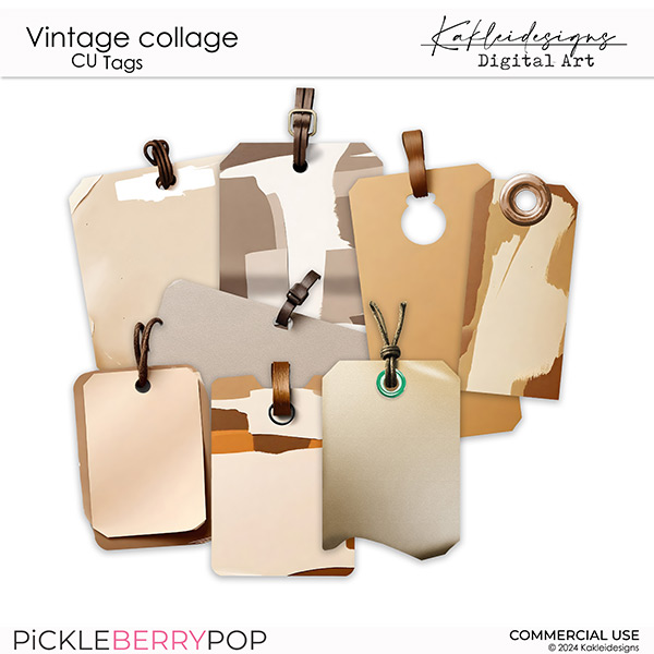 Vintage Collage CU Tags