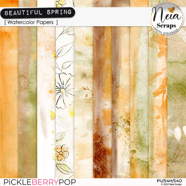 Beautiful Spring - Watercolor Papers - by Neia Scraps