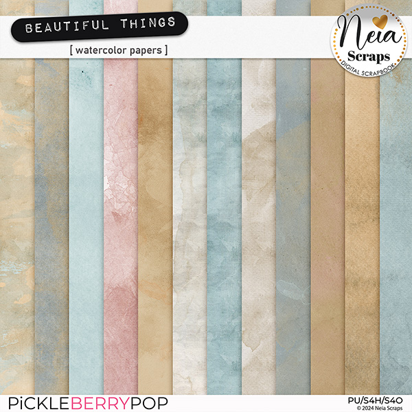 Beautiful Things - Watercolor Papers - by Neia Scraps