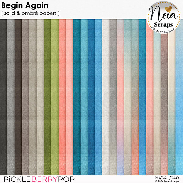 Begin Again - Solid & Ombré Papers - by Neia Scraps