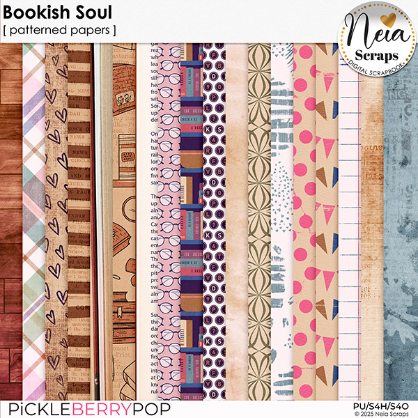 Bookish Soul - Patterned Papers - by Neia Scraps