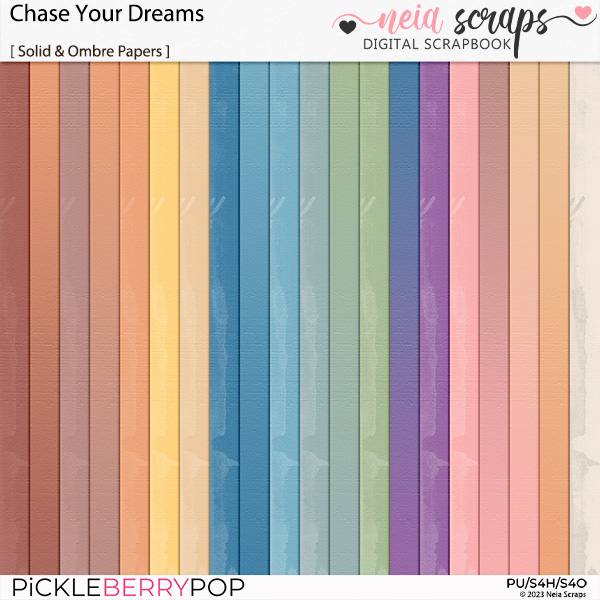 Chase Your Dreams - Solid & Ombre Papers - by Neia Scraps