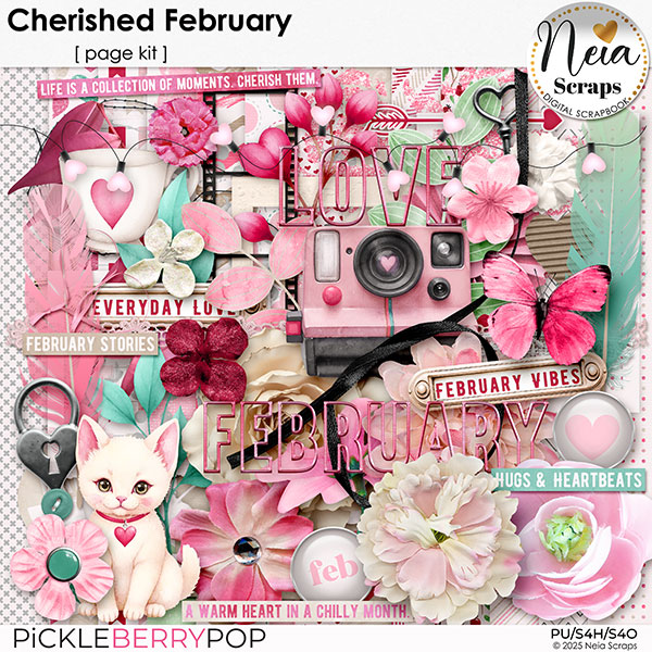 Cherished February - Page Kit - by Neia Scraps