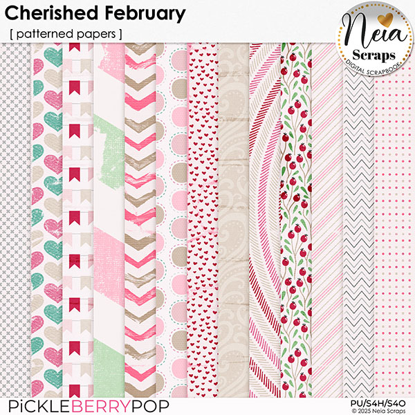 Cherished February - Patterned Papers - by Neia Scraps