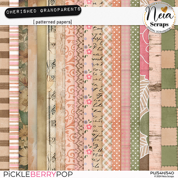 Cherished Grandparents - Patterned Papers - by Neia Scraps