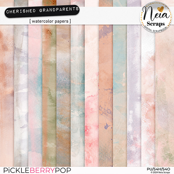 Cherished Grandparents - Watercolor Papers - by Neia Scraps