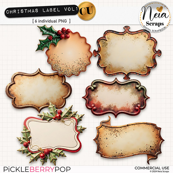 Christmas Label VOL1 - CU - by Neia Scraps