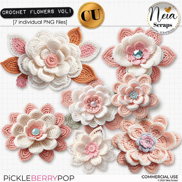 Crochet Flowers VOL1 - CU - by Neia Scraps