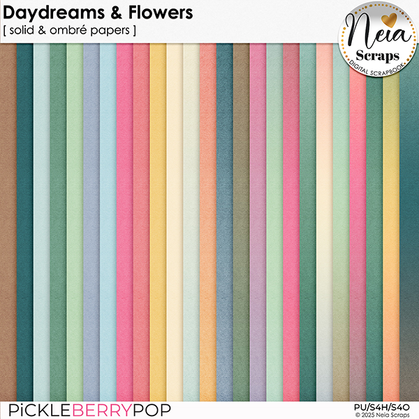 Daydreams & Flowers - Solid & Ombré Papers - by Neia Scraps
