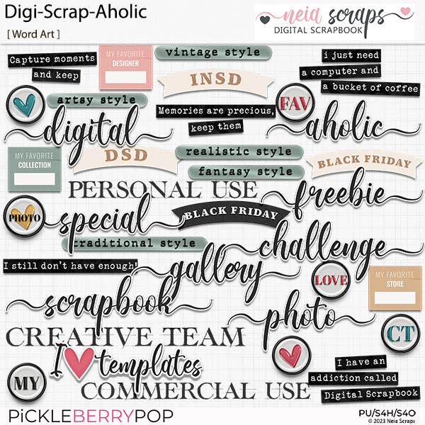 Digi-Scrap-Aholic - Word Art - by Neia Scraps