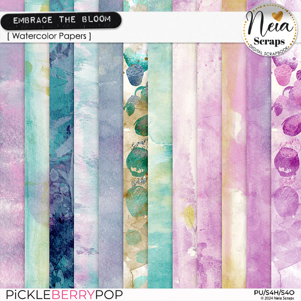 Embrace the Bloom - Watercolor Papers - by Neia Scraps