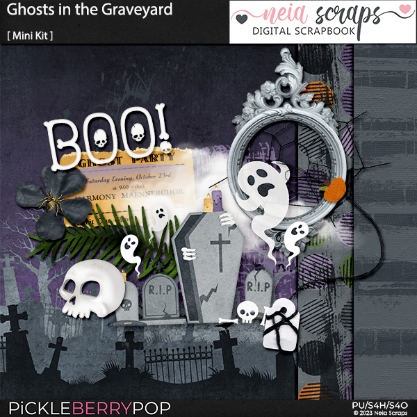 Ghosts in the Graveyard Mini Kit by Neia Scraps