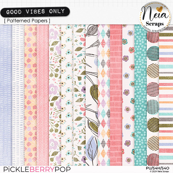 Good Vibes Only - Patterned Papers - by Neia Scraps 