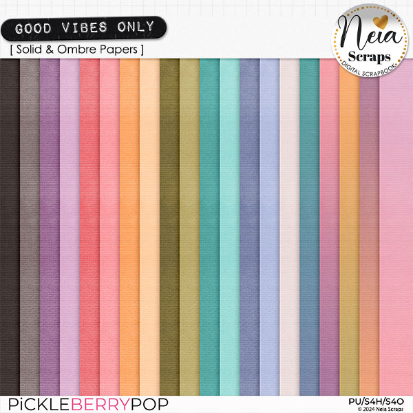 Good Vibes Only - Solid & Ombre Papers - by Neia Scraps 