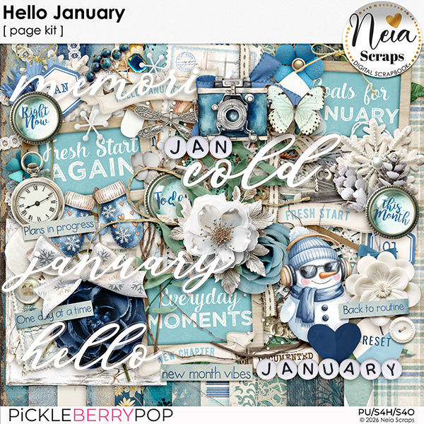 Hello January - Page Kit - by Neia Scraps