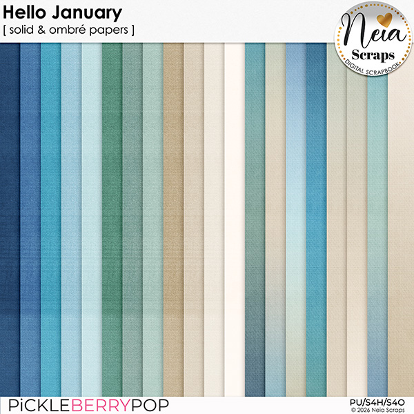 Hello January - Solid & Ombré Papers - by Neia Scraps