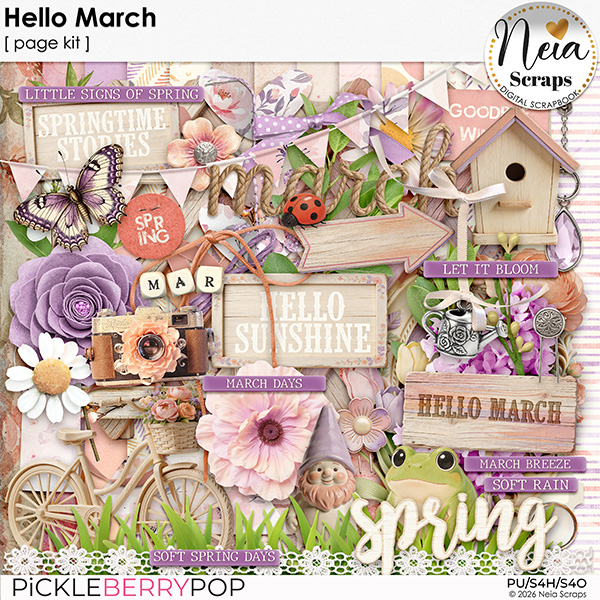 Hello March - Page Kit - by Neia Scraps