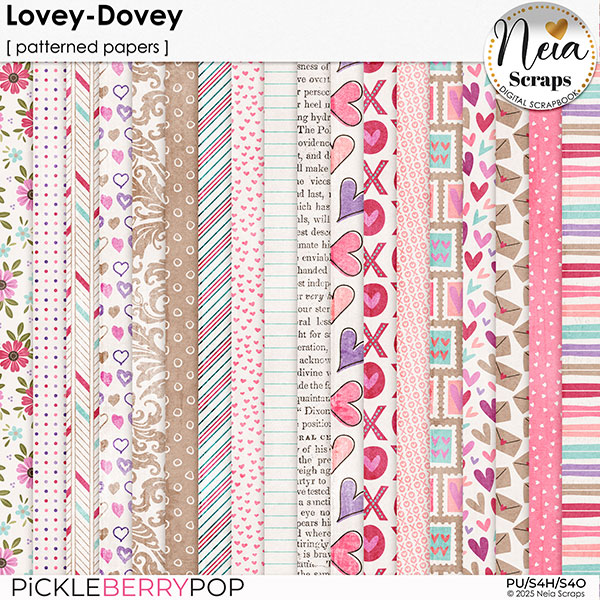 Lovey-Dovey - Patterned Papers - by Neia Scraps